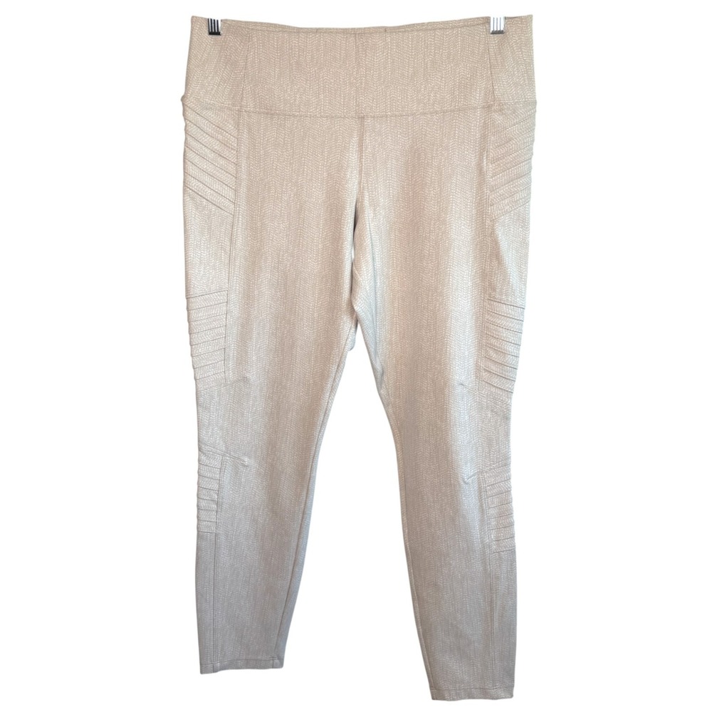 Athleta Delancey Textured Moto Tight Leggings Ivory Size XL Quiet Luxury